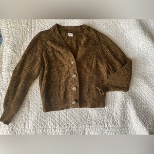 Brown cropped cardigan sweater